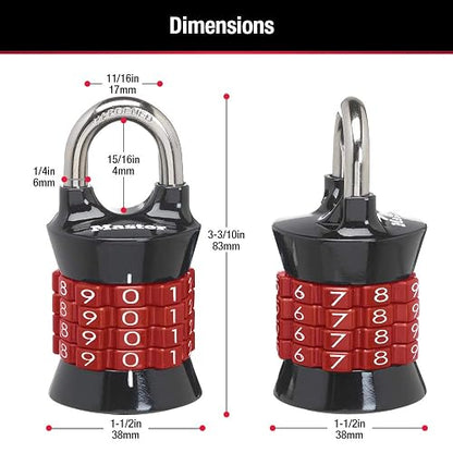 Master Lock 1535D - Juego de candado de combinación, 1 paquete, los colores pueden variar
