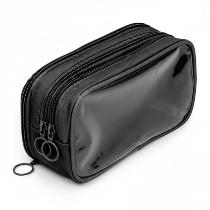 ZIPIT Estuche para lápices Half & Half, bolsa con cierre de 3 compartimentos para la escuela, organizador de papelería para adolescentes, niñas, niños y adultos, color negro