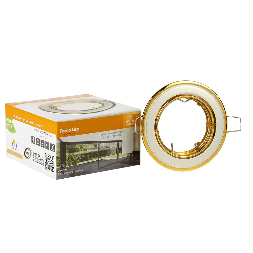 Tecnolite - Lámpara Downlight Empotrable Dirigible, Potencia Máx. 6 W, Base GX5.3, Foco MR16 no incluido