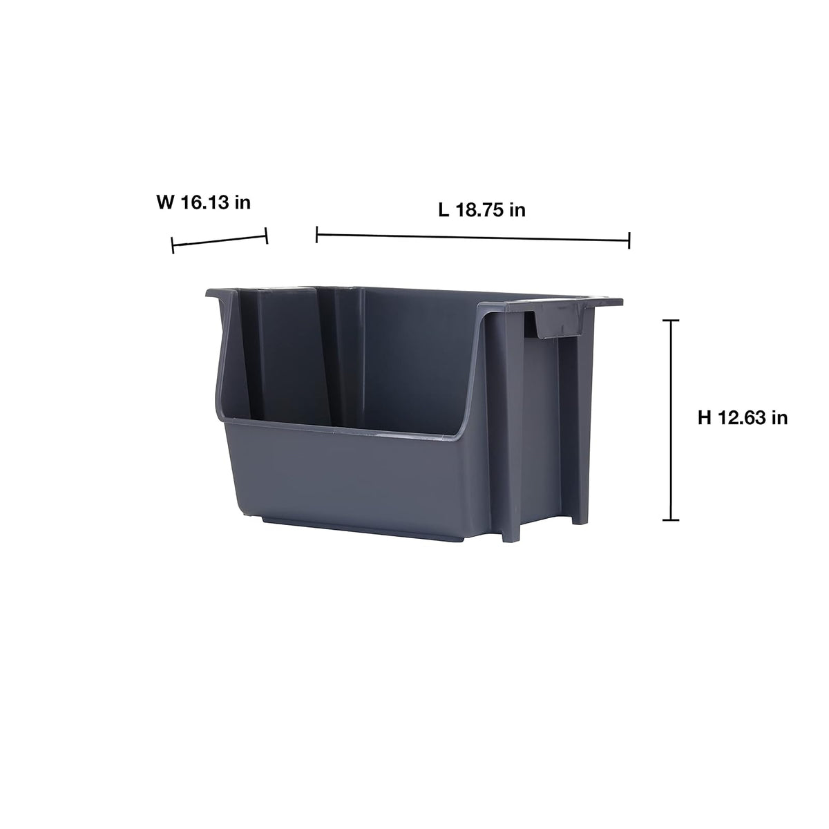 Mighty Tuff - Contenedores de almacenamiento apilables grandes, color gris frío, 3 unidades