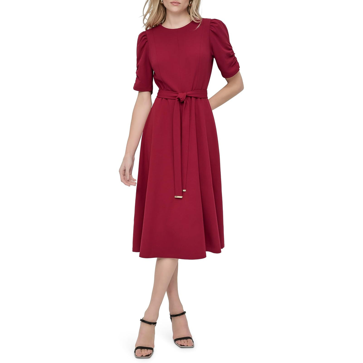 DKNY - Vestido de crepé para Mujer con Cuello Joya