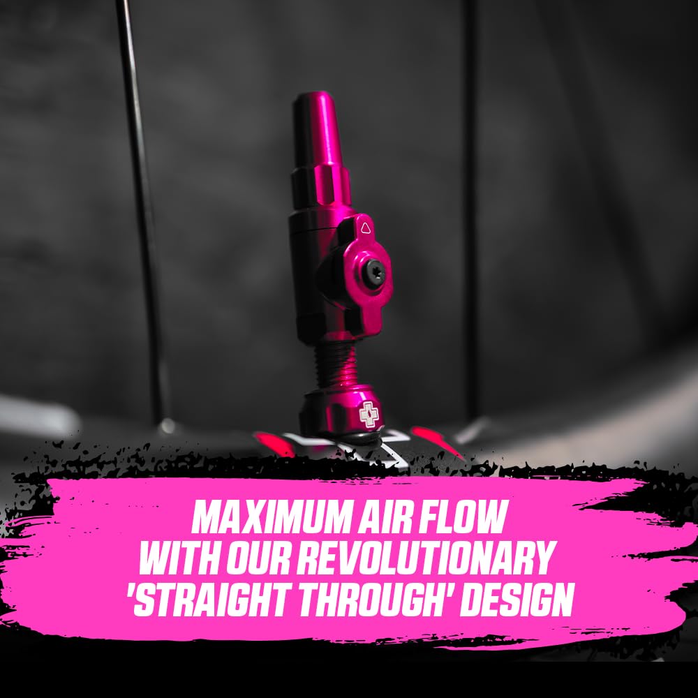 Muc-Off - Válvulas sin cámara Big Bore Lite, Color Negro, 45 mm, Tapas Antipolvo de precisión para con tecnología revolucionaria de Flujo de Aire, Tapas de válvula Presta para