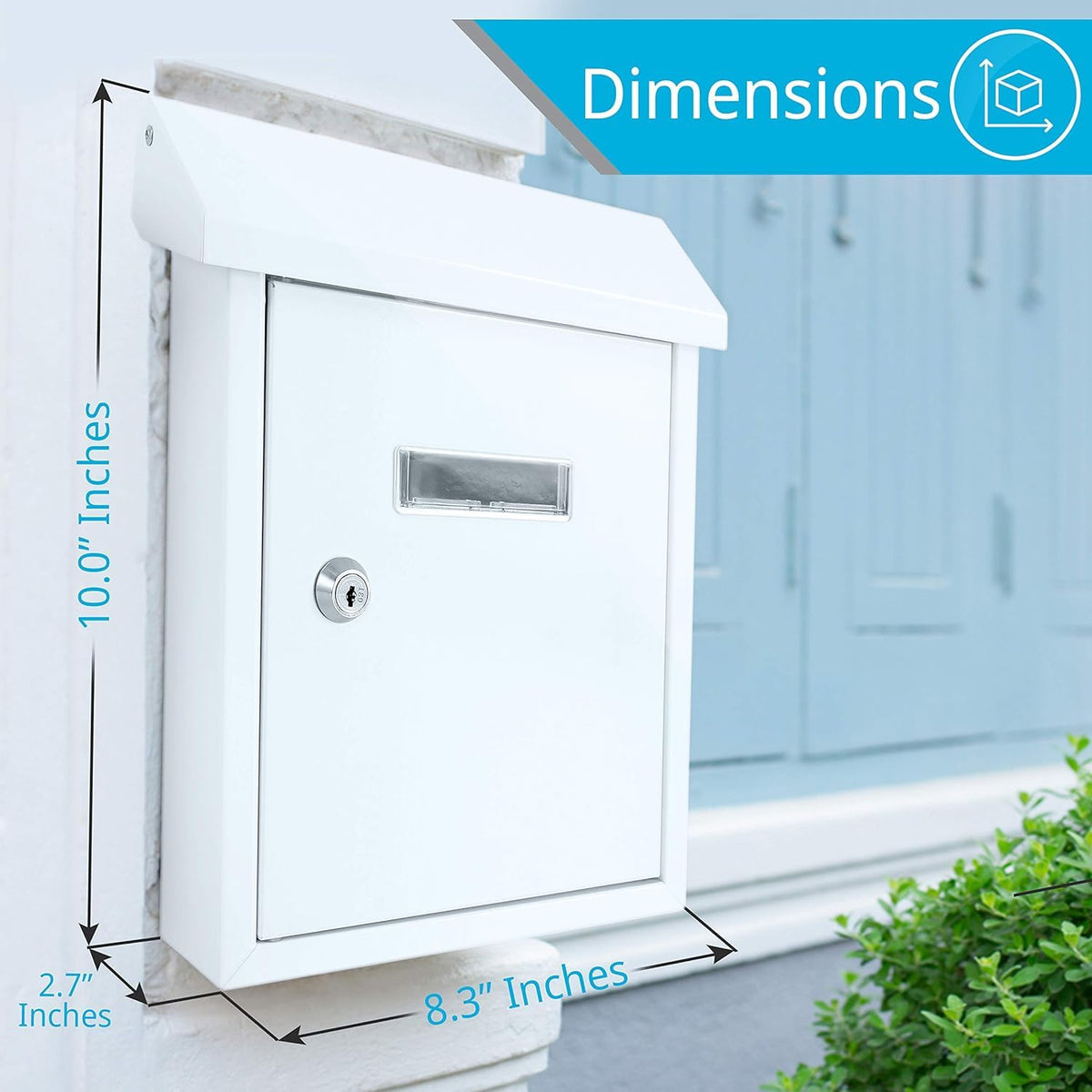 Serenelife Buzón de Pared a Prueba de Intemperie con Cerradura, Acero Galvanizado, Tapa Metálica para Cartas, Periódicos y Dinero, Buzón para Exterior, Oficina, Casa y Negocios