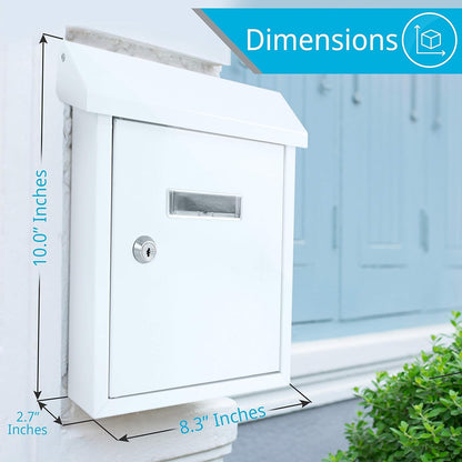 Serenelife Buzón de Pared a Prueba de Intemperie con Cerradura, Acero Galvanizado, Tapa Metálica para Cartas, Periódicos y Dinero, Buzón para Exterior, Oficina, Casa y Negocios