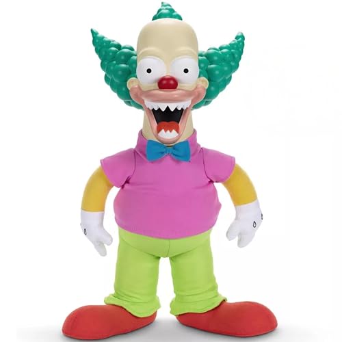Jakks Pacific - The Simpsons Talking Krusty Doll de 40 cm – Modos Bueno/Malo, Frases en Inglés y Switch, con Cuerda Tiradora – Peluche Articulado Oficial para Fans 14+ Años