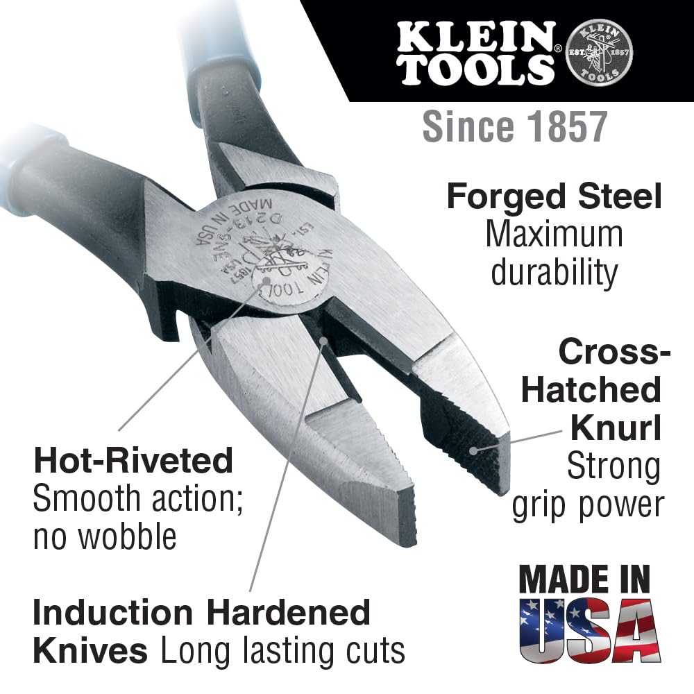 Klein Tools HD2000-9NE 2000 Series Side-Cutting Pliers, Hi-Leverage NE, HD Dip