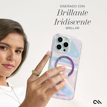 Case-Mate Funda magnética para iPhone 16 Pro MAX Compatible con MagSafe, protección contra caídas de 12 pies - Soap Bubble