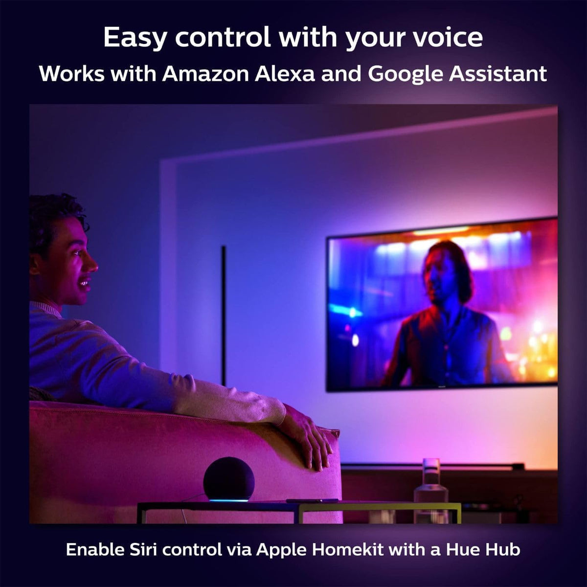 Philips Hue Luminario Inteligente de mesa Signe color negro luz multicolor Gradiant funciona-Compatible con Alexa