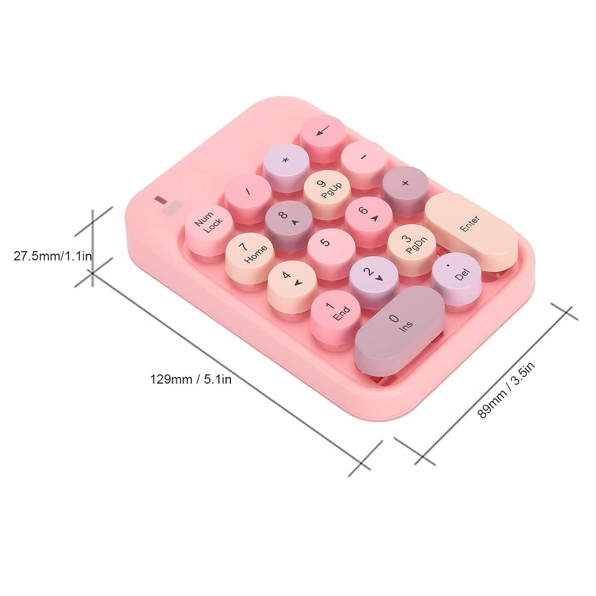 Teclado numérico de 2,4 G, extensiones de teclado de teclado numérico multifunción inalámbricas delgadas de 18 teclas, tecla de chocolate, para computadora portátil/escritorio/PC/portátil (rosa)