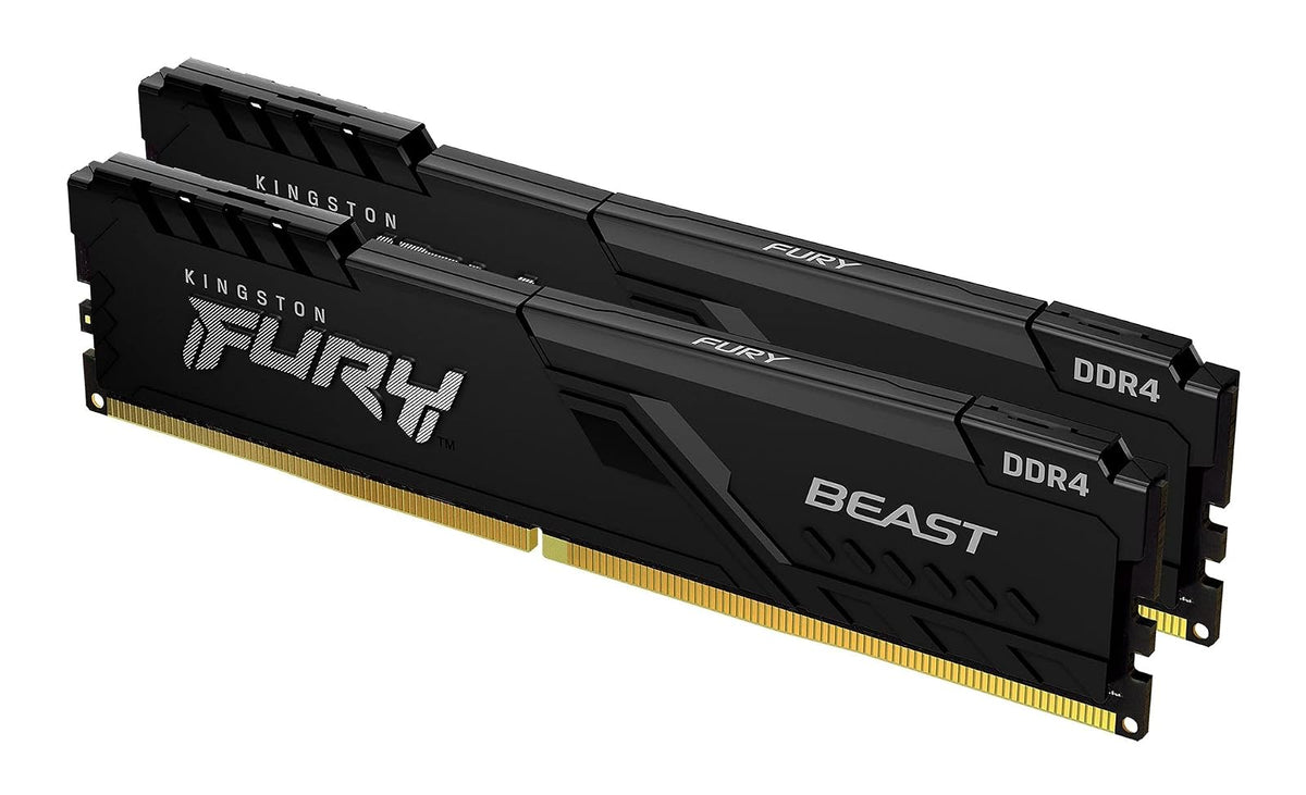 Kingston Fury Beast DDR4, Memoria Gamer Para PC, Capacidad: 16GB Kit (2x8GB), Frecuencia: 3200Mhz, Latencia: CL 16, Factor de Forma: DIMM 288-Pin, Color: Negro, Numero de Parte: KF432C16BBK2/16
