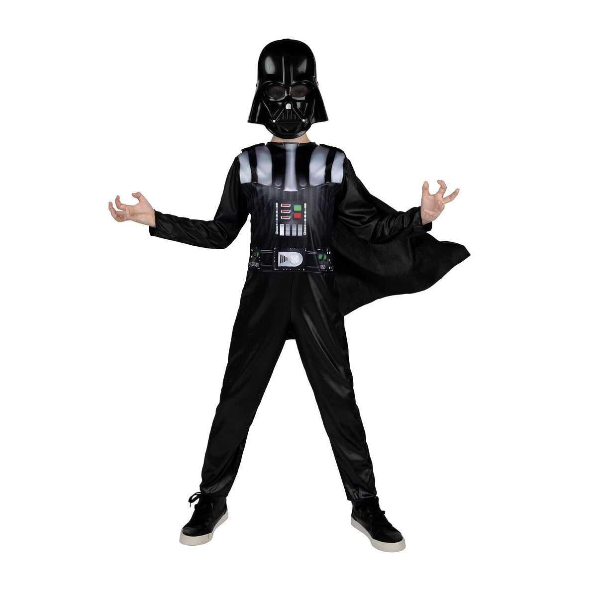Star Wars Darth Vader - Disfraz Oficial de Halloween para jóvenes, Overol Estampado con Capa y máscara de plástico