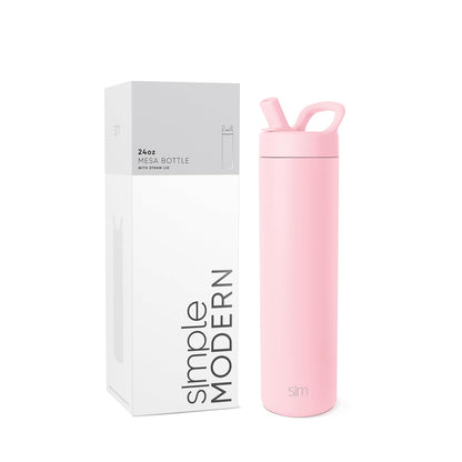 Simple Modern Botella de Agua Infantil Mesa 475 ml Forest con Popote - 710ml - Blush
