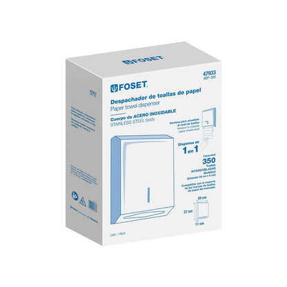 Foset ABP-30X, Dispensador de Acero Inoxidable para Toallas de Papel