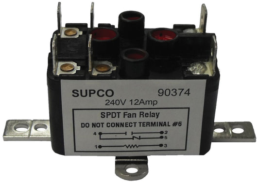 Supco 90380 Relé de ventilador de uso general, corriente de carga de 13 A, voltaje de bobina de 24 V, contactos normalmente abiertos y normalmente cerrados