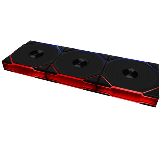Lian Li UNI Fan TL Wireless 120-Triple Pack-2.4 GHz Señal inalámbrica ARGB Fan-Infinity Mirror-Margarita Diseño de cadena de efectos de iluminación personalizable, driver incluido y requerido, negro