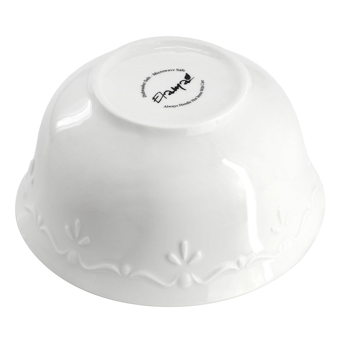 Elama Henryi Juego De Vajilla De Porcelana Blanca 18 Piezas | Con detalles de borde en relieve, reforzado
