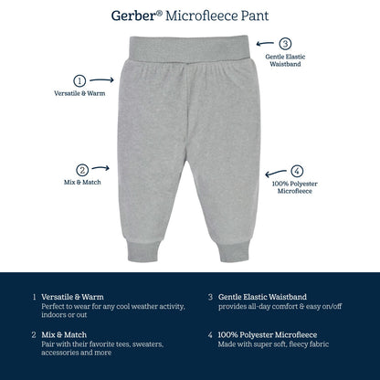 Gerber 4-Pack Microfleece Pants Pantalones Deportivos bebés niños