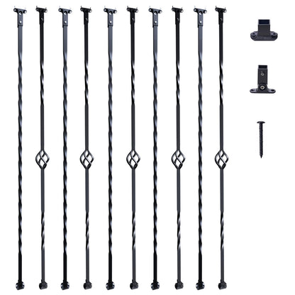 VEVOR - de metal para escalera, 44 x 1/2 pulgadas, ejes decorativos de acero galvanizado, paquete de 10 de cubierta con cestas individuales huecos, giros, de escalera