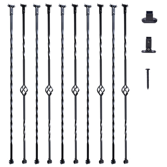 VEVOR - de metal para escalera, 44 x 1/2 pulgadas, ejes decorativos de acero galvanizado, paquete de 10 de cubierta con cestas individuales huecos, giros, de escalera