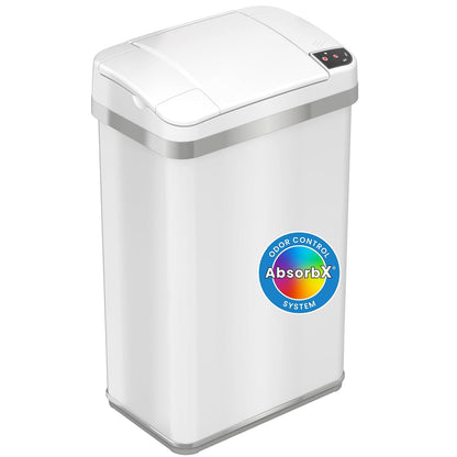 iTouchless Papelera con Sensor multifunción con Sistema de Control de olores y Fragancia para baño y Oficina, Moderno, Matte Finish Pearl White, 15 litros, 1