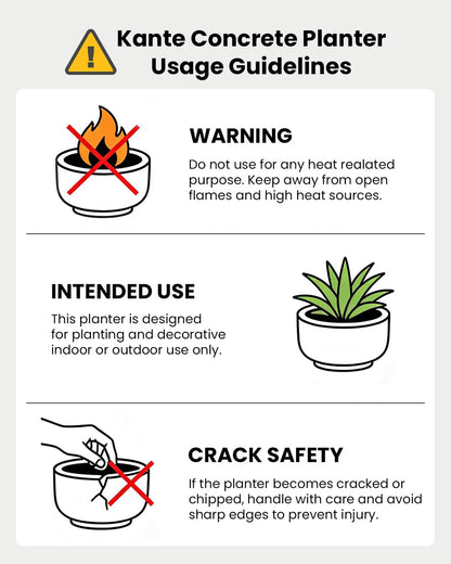 Kante Maceta de hormigón de 11.8 Pulgadas de Alto, Maceta Grande para Interiores y Exteriores con Drenaje, Acabado de hormigón Desgastado Suave con Interior Pintado, Ideal para Porche, hogar, jardín