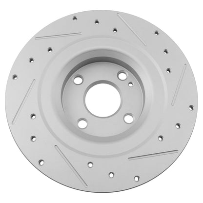 TRQ Juego de rotores de freno trasero ranurados y sólidos con recubrimiento G Compatible con Fiat 124 Spider 2017-2020 y Mazda MX-5 Miata 2016-2024