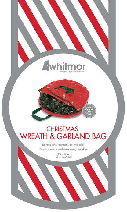 Whitmor Corona de Navidad y guirnalda de almacenamiento para corona de 24 pulgadas, color rojo