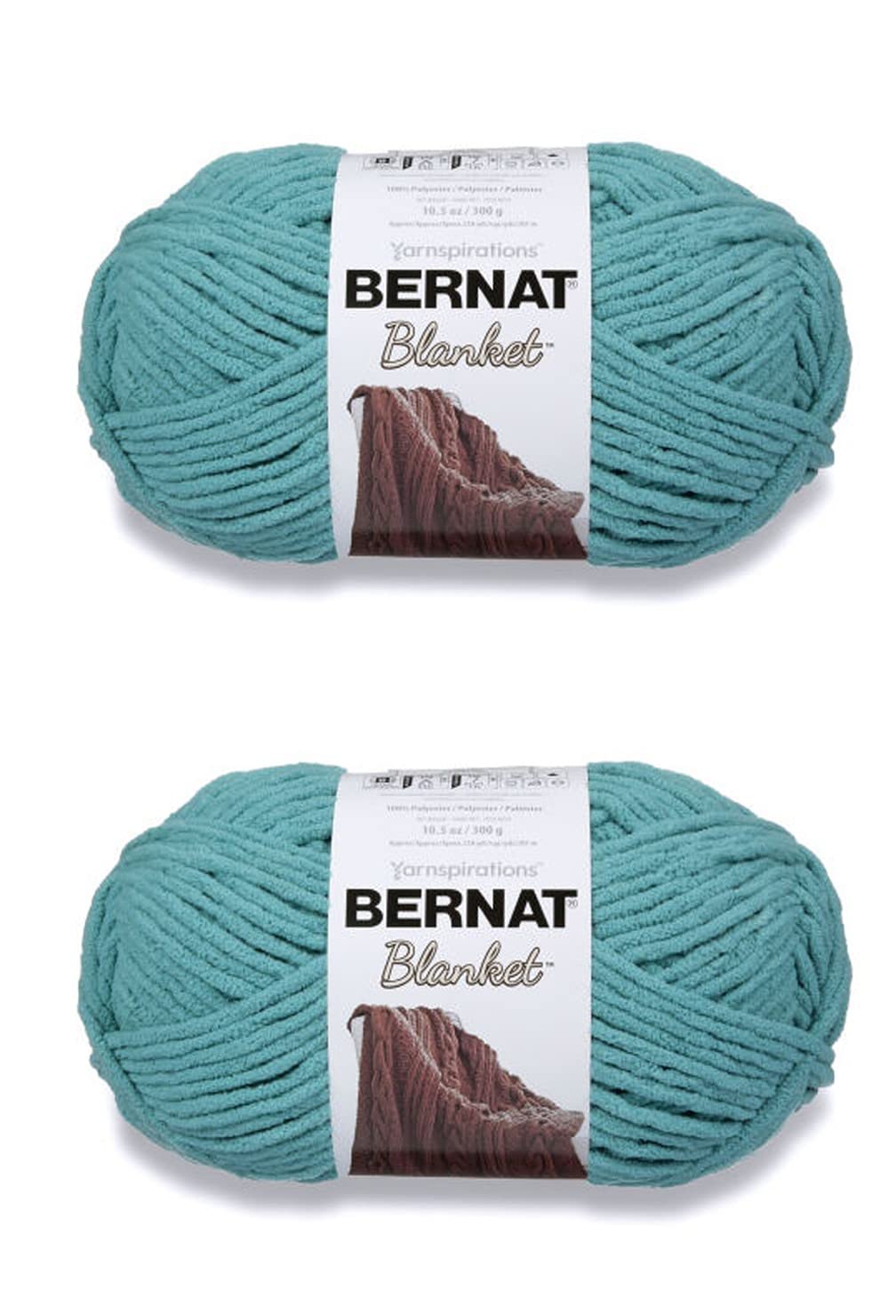 Bernat Blanket Estambre Chenille Súper Voluminoso, Paquete de 2 - Paquete de 2 - Verde azulado claro