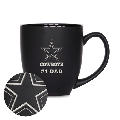Rico Industries NFL Taza de Cerámica #1 Dad, Grabado con Láser, Negro Mate - Color del equipo