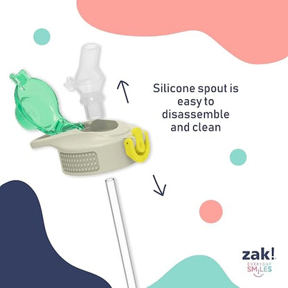 Zak Designs Sanrio Sage - Botella de agua para niños para escuela o viajes, botella de agua de acero inoxidable de 19 onzas con popote, mango y a prueba de fugas, cubierta de boquilla desplegable