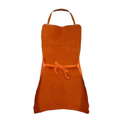 Surtek 137652 Mandil de Carnaza | Unisex, color café/natural, carnaza resistente, protección para soldadura y trabajo pesado