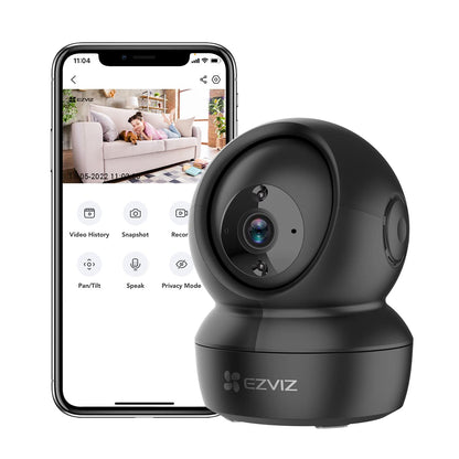 EZVIZ C6N Black Cámara de Vigilancia WiFi Interior 1080p Cámara IP Domo 360 PTZ, Visión Nocturna, Auto Tracking, Audio Bidreccional, Compatible con Alexa y Google, Andriod/iOS, Negro