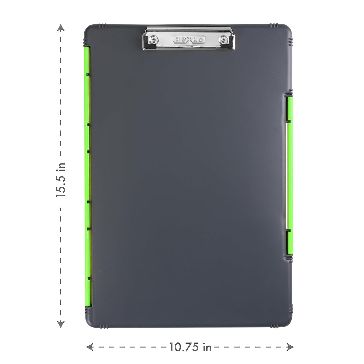 Dexas portapapeles de tamaño Legal para Almacenamiento, Gris con Clip Amarillo, Gris, Verde (Gray with Green Clip), 1