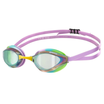 Arena Python Goggles de Natación Unisex Antivaho - Lente de espejo - Verde-violeta-verde