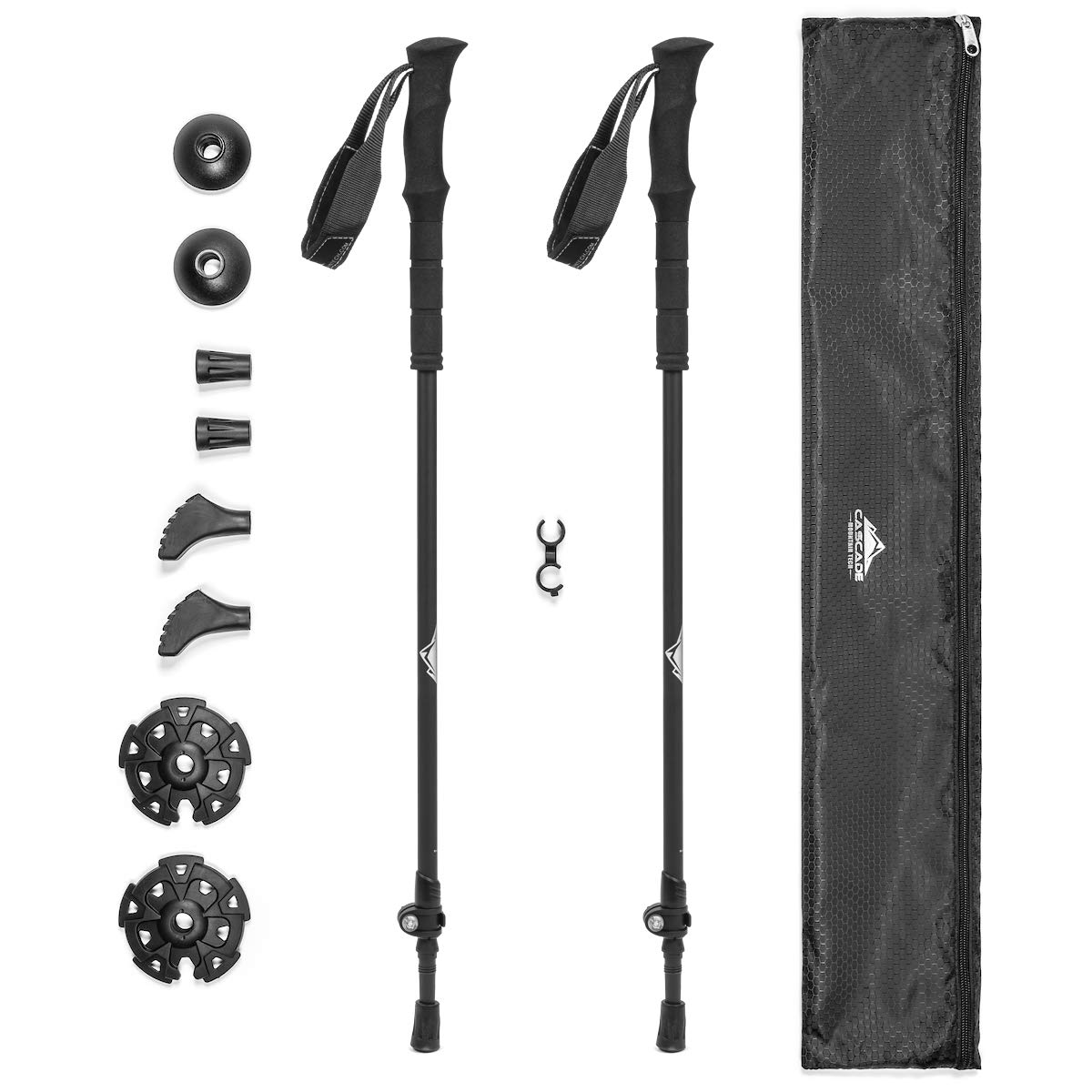 Cascade Mountain Tech Trekking Poles - Carbon Fiber Walking or Hiking Sticks with Quick Adjustable Locks (Set of 2)