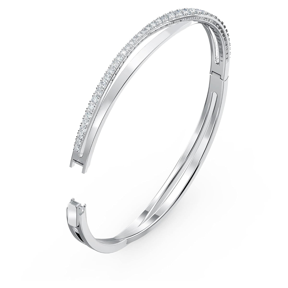 SWAROVSKI Twist Rows Crystal Bracelet Collection, Rhodium & Rose Gold Tone Finish, Clear Crystals