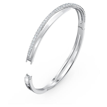 SWAROVSKI Twist Rows Crystal Bracelet Collection, Rhodium & Rose Gold Tone Finish, Clear Crystals