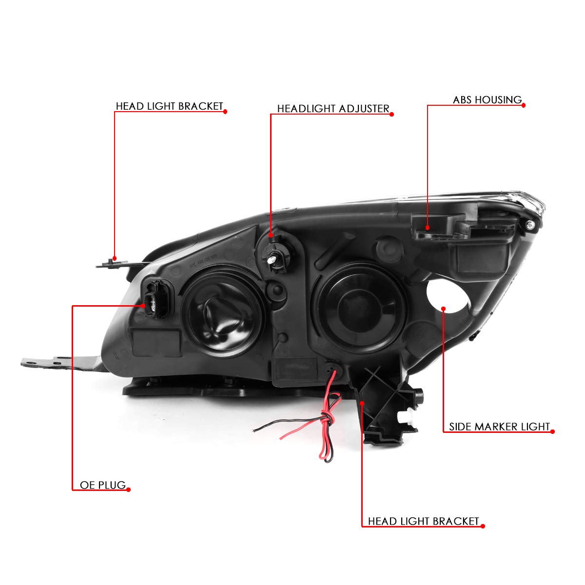 DNA Motoring HL-3D-FESC13-BK-CL1 Faros Delanteros Proyector con Barra LED DRL para Ford Escape 2013-2016, Negro