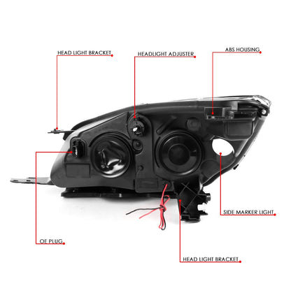 DNA Motoring HL-3D-FESC13-BK-CL1 Faros Delanteros Proyector con Barra LED DRL para Ford Escape 2013-2016, Negro