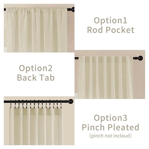 Joydeco - Cortinas de Lino para Sala de Estar, Cortinas filtrantes de luz de 84 Pulgadas de Largo, Juegos de 2 Paneles, Cortinas Blancas de Lino con Bolsillos para Barra Trasera (52 x 84 Pulgadas
