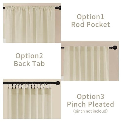 Joydeco - Cortinas de Lino para Sala de Estar, Cortinas filtrantes de luz de 84 Pulgadas de Largo, Juegos de 2 Paneles, Cortinas Blancas de Lino con Bolsillos para Barra Trasera (52 x 84 Pulgadas