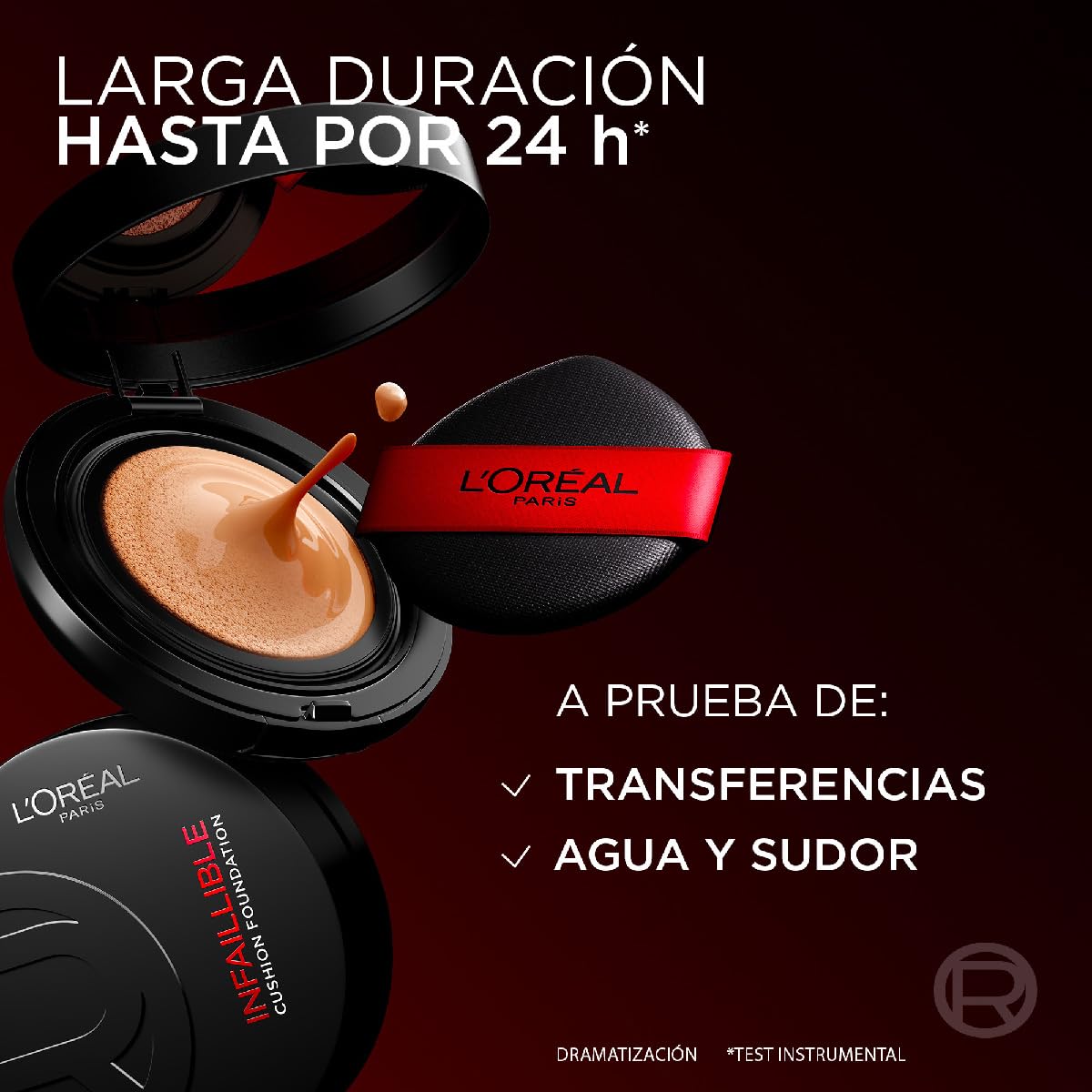 L'Oréal Paris Infallible 24h Fresh Wear Base de Maquillaje en Cushion, Alta Cobertura con Acabado Mate, 24H Larga Duración y Control de Brillo, Tono 20