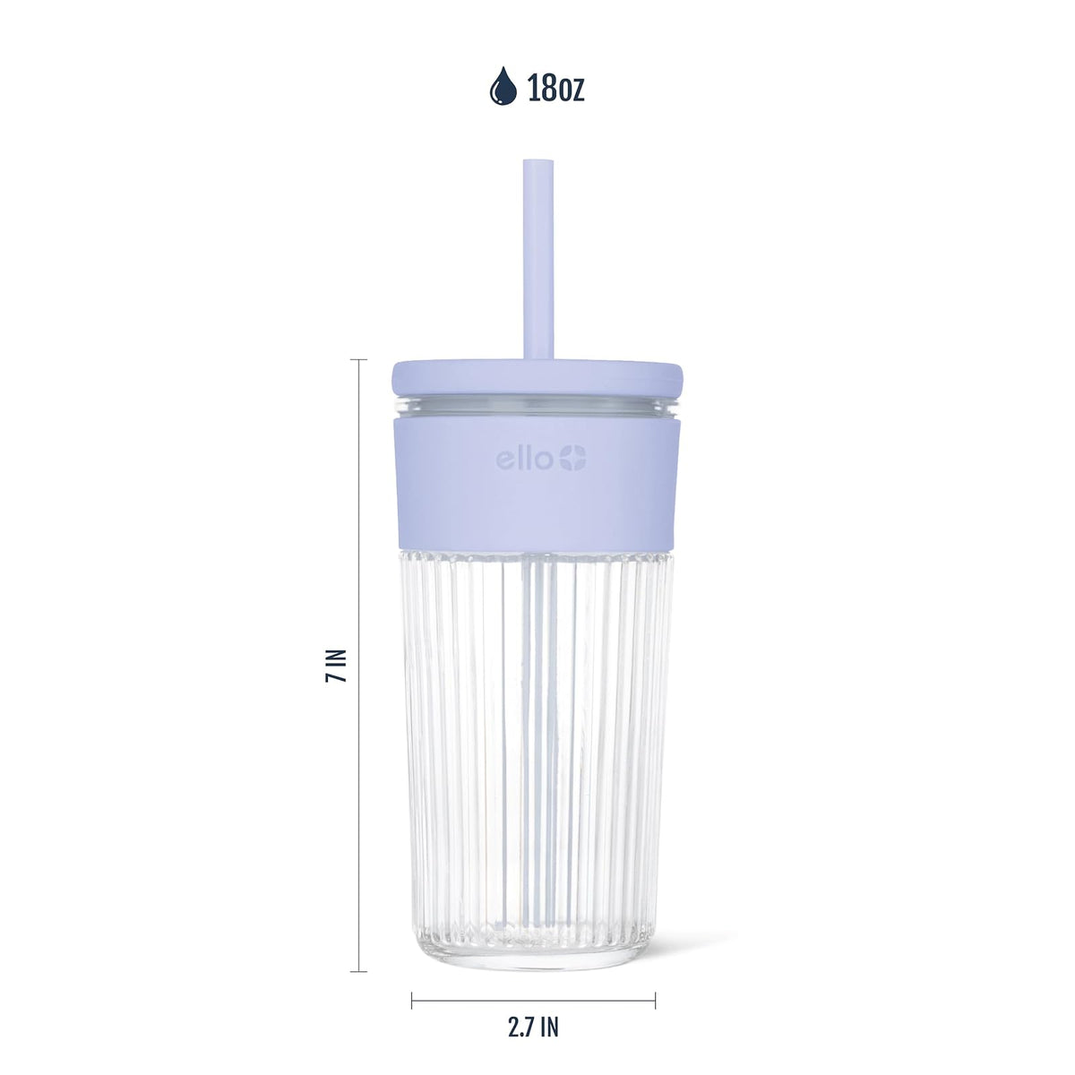 Ello Ava - Vaso de vidrio de 18 onzas, color azul