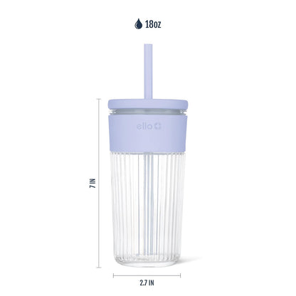 Ello Ava - Vaso de vidrio de 18 onzas, color azul