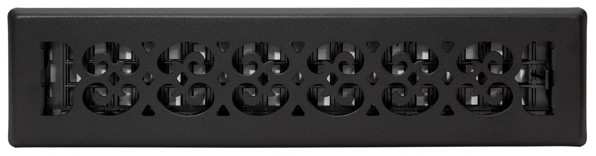 Decor Grates ST214 - Registro de piso con diseño de pergamino, 2 x 14 pulgadas, color negro texturizado
