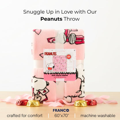 Franco Collectibles Peanuts Snoopy - Manta para el día de San Valentín, Manta súper Suave y acogedora de Felpa, 60 x 70 Pulgadas, (Producto Oficial Peanuts)