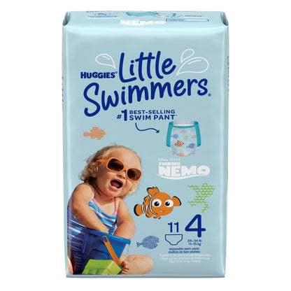 Huggies Little Swimmers Calzoncito Desechable para Nadar, Talla Mediana Unisex, Paquete con 11 piezas, Ideal para bebés de 11 a 15 kg, empaque puede variar