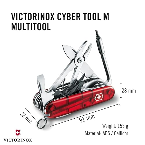 Victorinox Cyber Tool con 34 Usos, rojo transparente