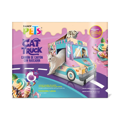 Fancy Pets Rascador para Gato con Diseño de Camión de Helados 2 Entradas, Estimula el Juego y el Instinto de Caza Incluye Catnip 58x34.5x43 cm