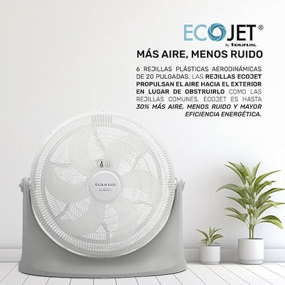 TAURUS AVALANCHE | Ventilador de Piso | 2 en 1| 3 Velocidades | 20 Pulgadas| Reja Plástica Aerodinámica ECOJET | Silencioso (Menos de 70 dB) | Potencia Única | Circulador de Aire